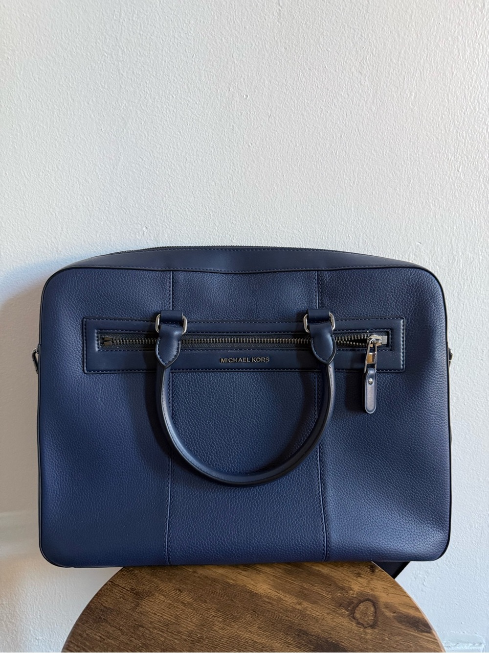 Michael Kors Navy Leather Men's Briefcase Bag
